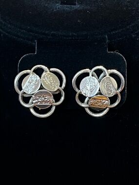 Vintage Sarah Coventry "Young & Gay" Silver Tone Disc Clip On Earrings